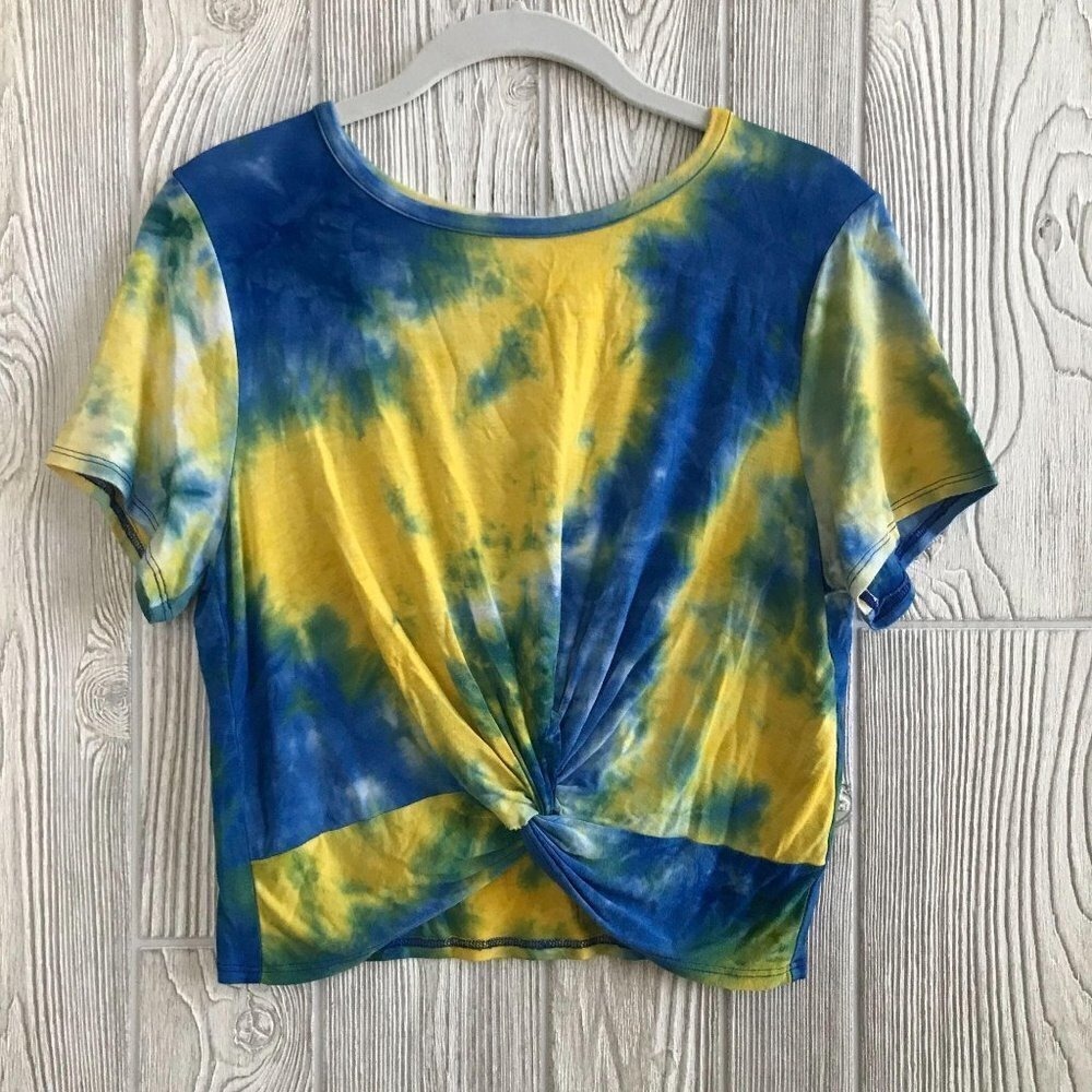 Festival Gypsy Tie Dye Twist Front Crop Top Juniors Large